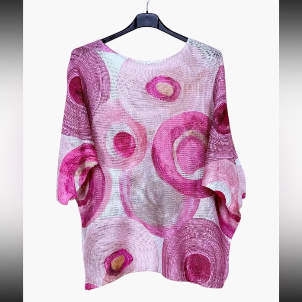 ShopEvelynne Pink and Cream Abstract Circle Tunic